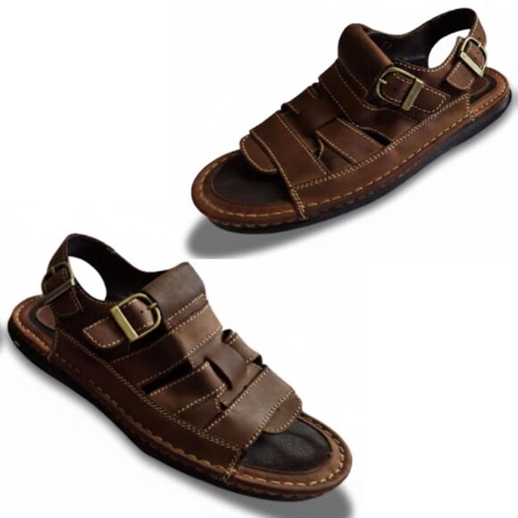 Mountain Creek Men’s 11 Leather Sandals Brown Buckle Slingback Caesar Style Mint - Picture 5 of 10